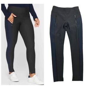 LIKE NEW ATHLETA Stellar Tights Black Navy Work Travel Commute Pants/Leg…